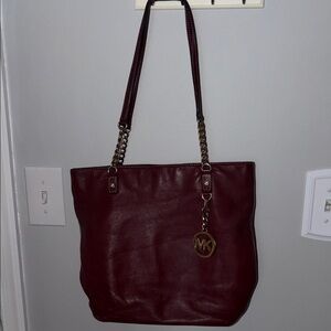 Michael Kors Burgundy Leather Tote